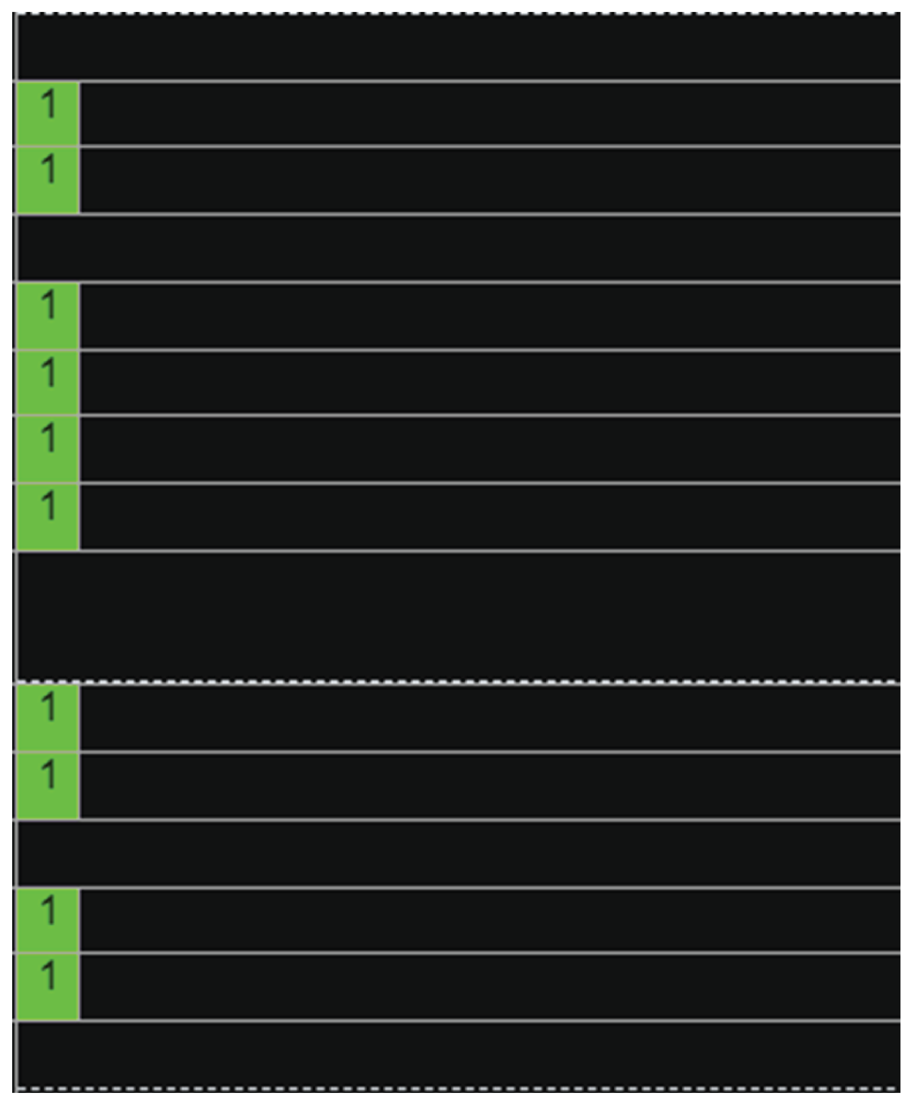A table showing 10 empty slots that represent the standard number of ultrasound examinations scheduled during a typical 8-hour workday. No details were available for the size of each time slot or type of examination.