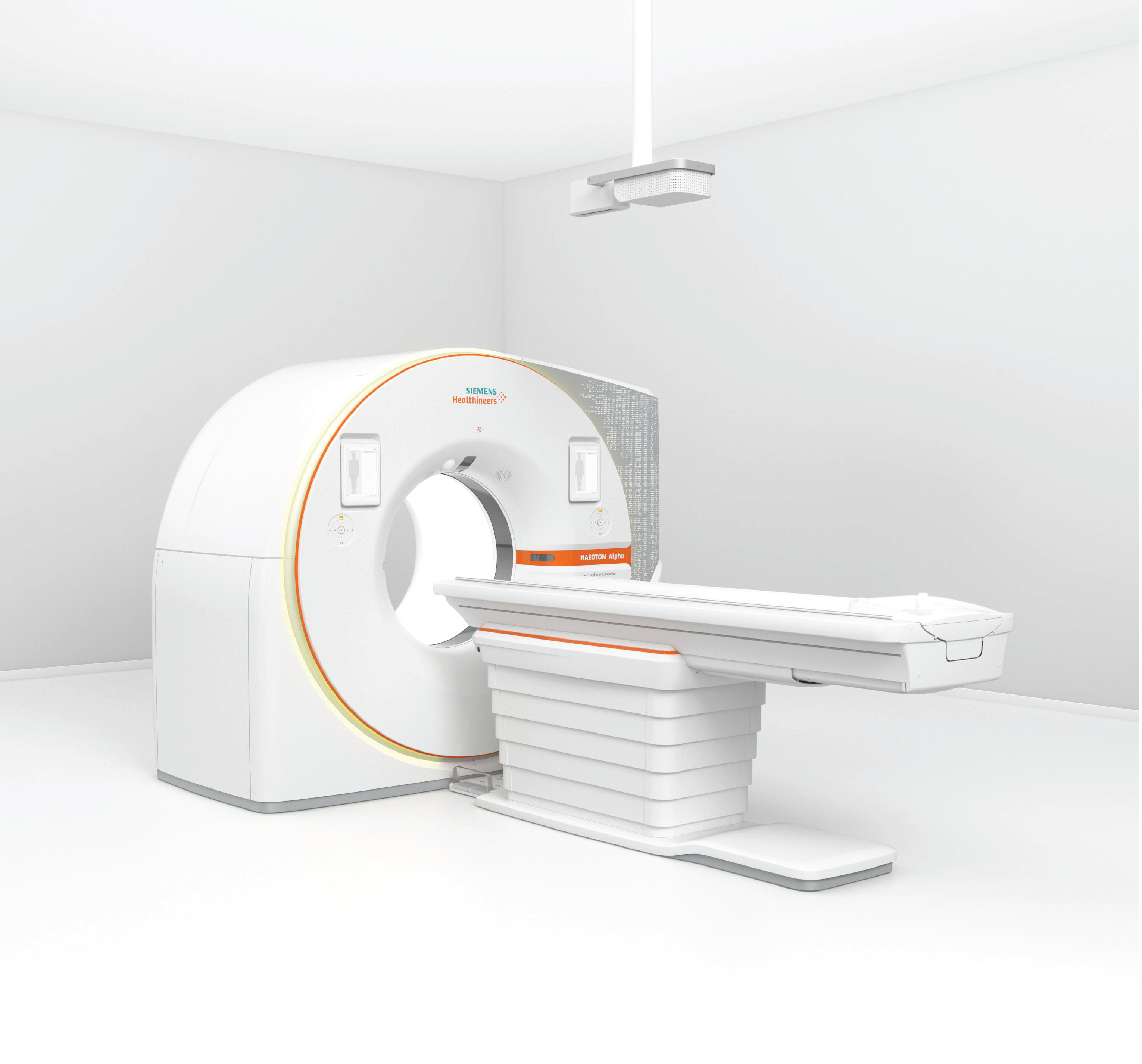 Alt text: Photo of the NAEOTOM Alpha photon-counting CT scanner.