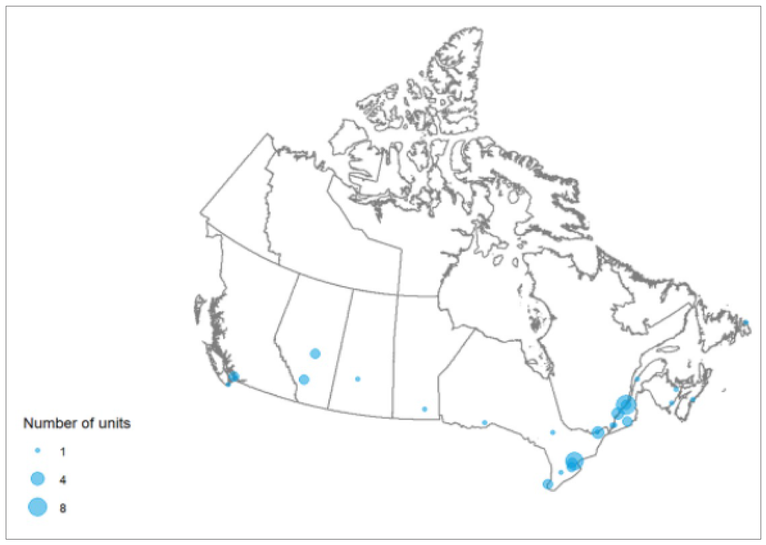 A map of Canada shows the geographic distribution of PET-CT units.