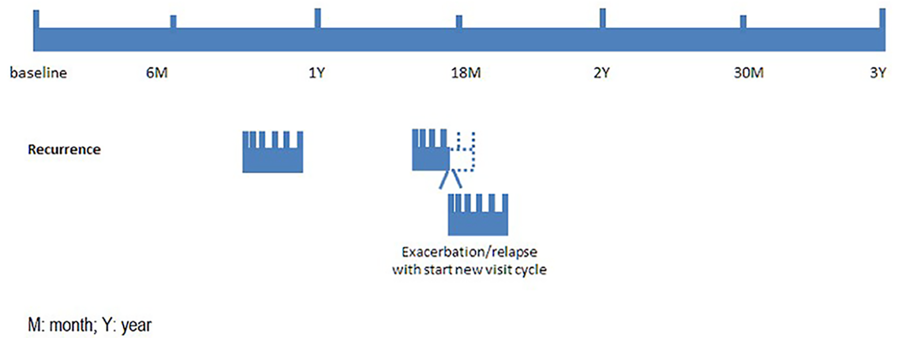 The post-HERCULES study consisted of a 3-year period of follow-up with scheduled visits at baseline and then twice yearly. Patients who experienced aTTP recurrence could receive open-label caplacizumab and attended additional visits during treatment of the episode.