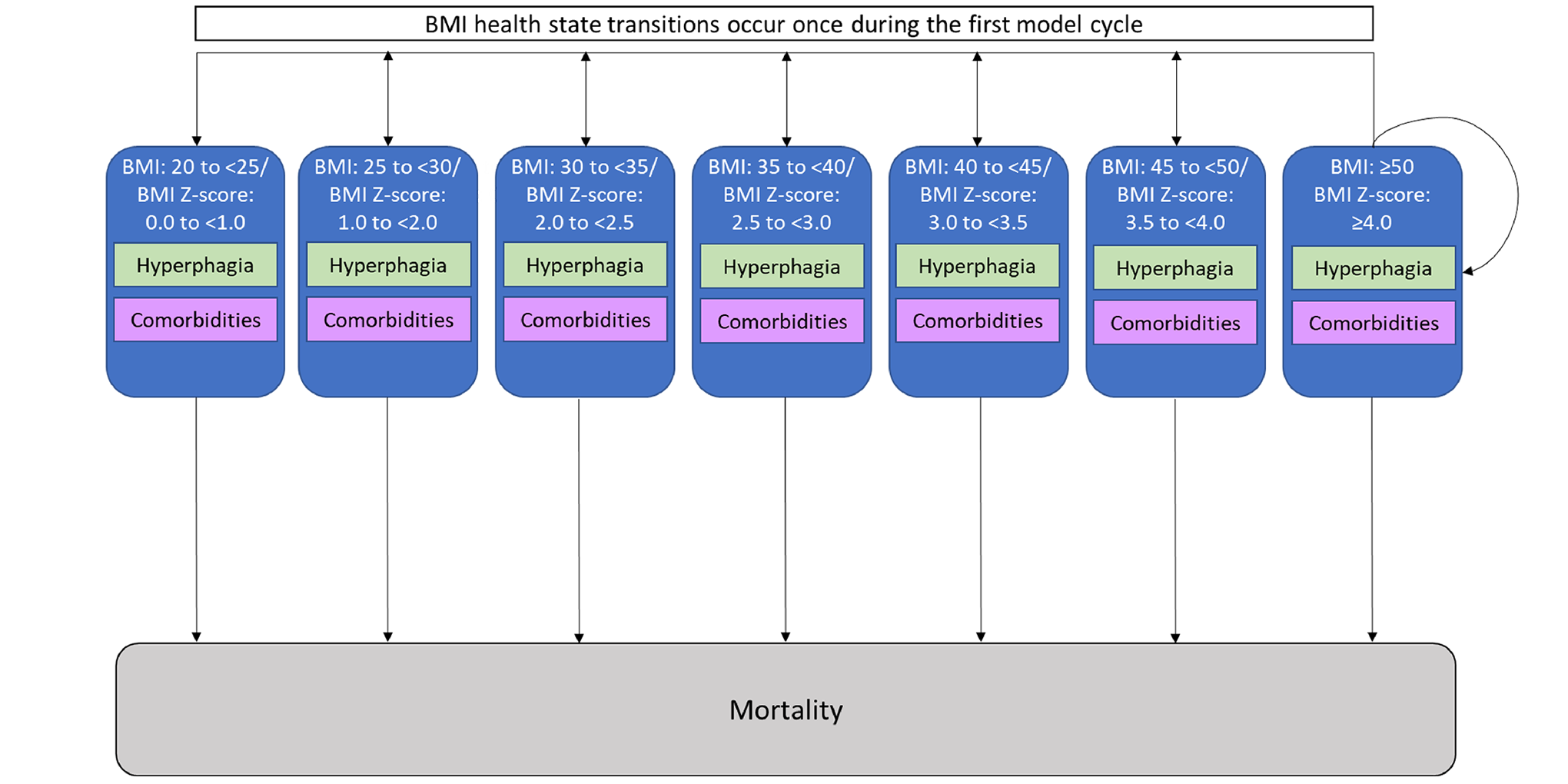 The diagram outlines patient movement through the sponsor’s submitted pharmacoeconomic model.