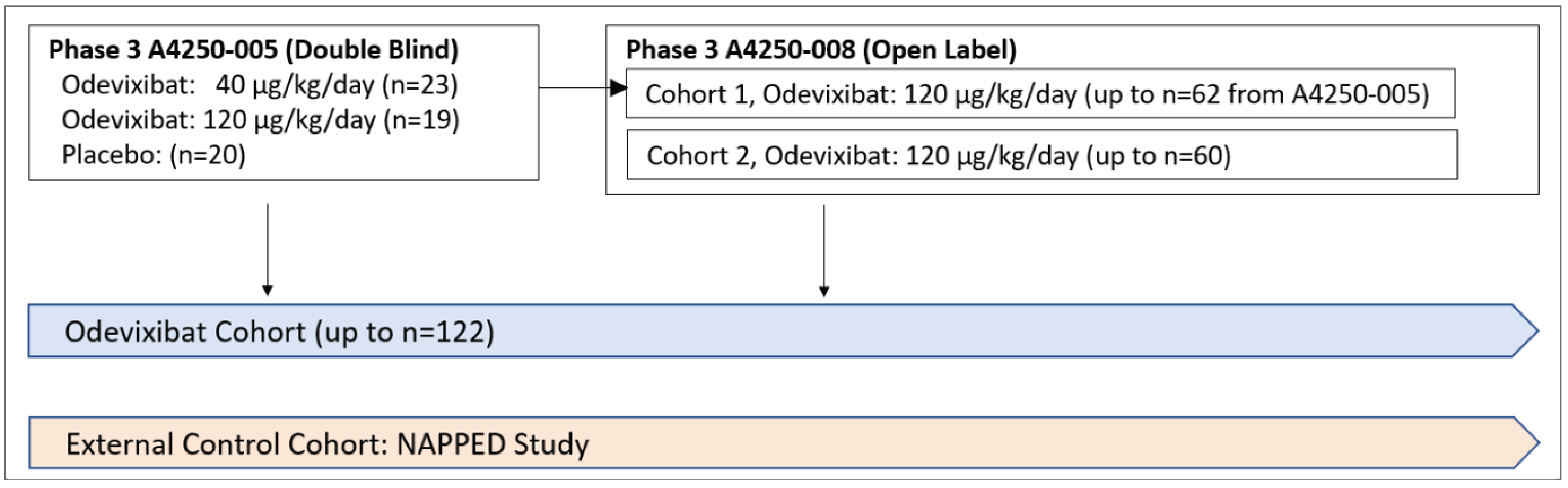 Patients in the odevixibat cohort were enrolled from the phase III PEDFIC 1 and PEDFIC 2 clinical studies, up to total of 122 patients. The external control cohort came from the NAPPED study.